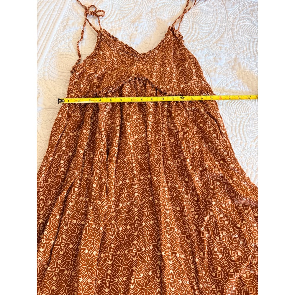 Patrons of Peace Womens Malibu Mini Dress Rust Orange Geometric Medallion Size S - Picture 6 of 10